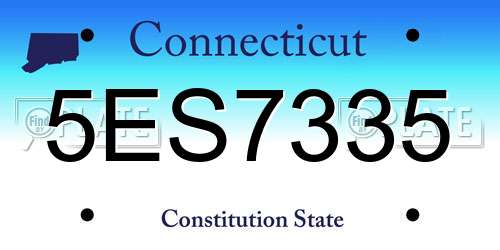 5ES7335 Connecticut License Plate