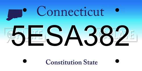 5ESA382 Connecticut License Plate