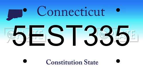5EST335 Connecticut License Plate