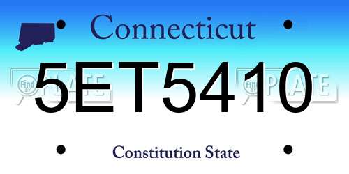 5ET5410 Connecticut License Plate