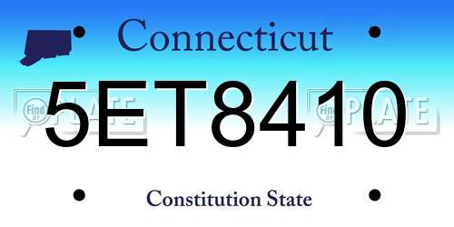 5ET8410 Connecticut License Plate