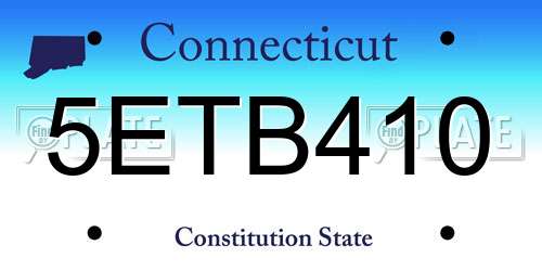 5ETB410 Connecticut License Plate