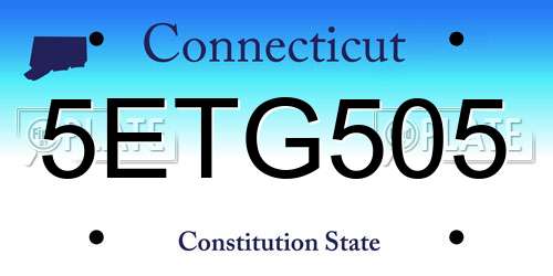 5ETG505 Connecticut License Plate