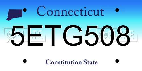 5ETG508 Connecticut License Plate