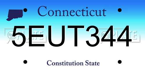 5EUT344 Connecticut License Plate