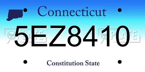 5EZ8410 Connecticut License Plate