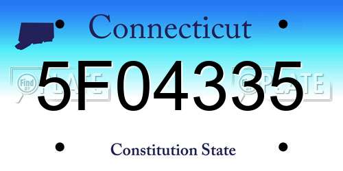 5F04335 Connecticut License Plate