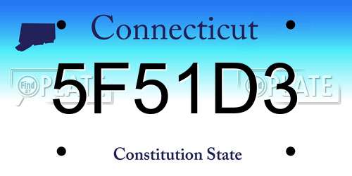 5F51D3 Connecticut License Plate