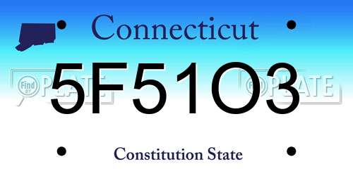 5F51O3 Connecticut License Plate