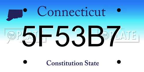 5F53B7 Connecticut License Plate