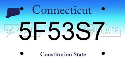 5F53S7 Connecticut License Plate