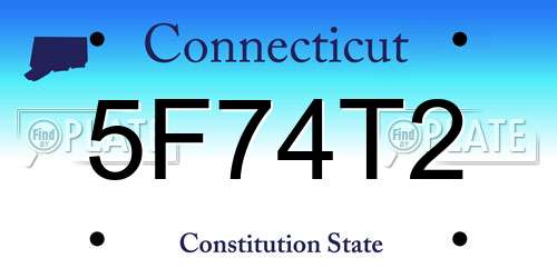 5F74T2 Connecticut License Plate