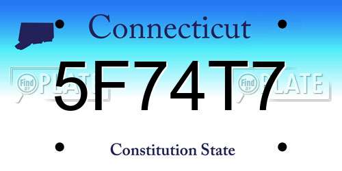 5F74T7 Connecticut License Plate