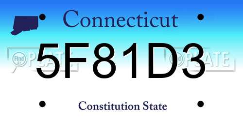 5F81D3 Connecticut License Plate
