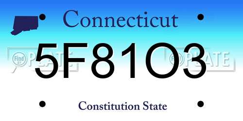 5F81O3 Connecticut License Plate