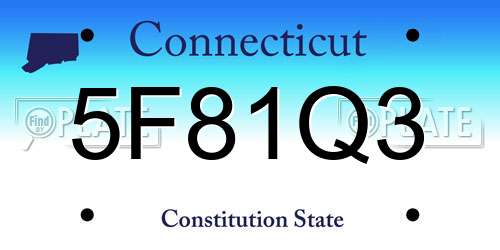 5F81Q3 Connecticut License Plate