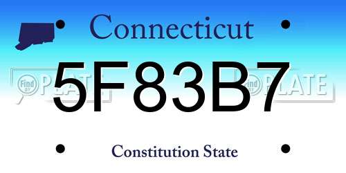 5F83B7 Connecticut License Plate