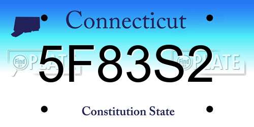 5F83S2 Connecticut License Plate