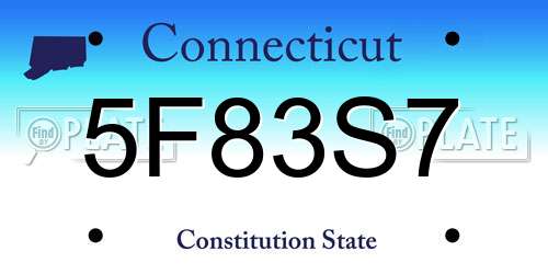 5F83S7 Connecticut License Plate