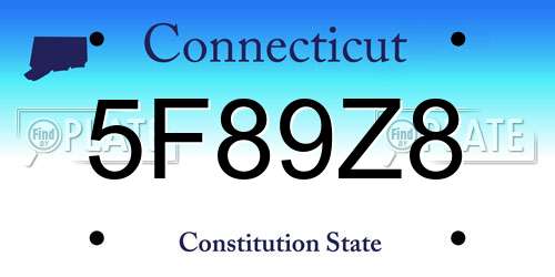5F89Z8 Connecticut License Plate