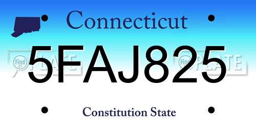 5FAJ825 Connecticut License Plate