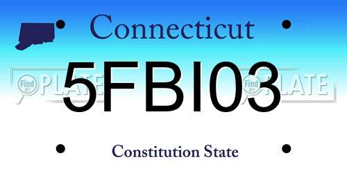 5FBI03 Connecticut License Plate