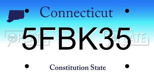 5FBK35 Connecticut License Plate