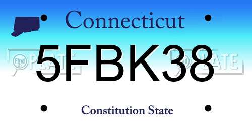 5FBK38 Connecticut License Plate