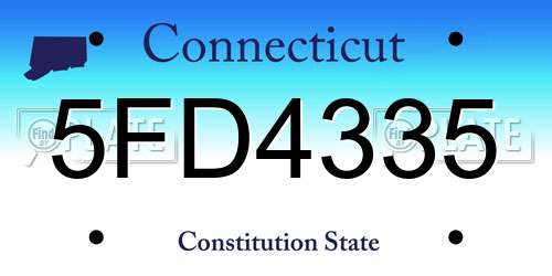 5FD4335 Connecticut License Plate