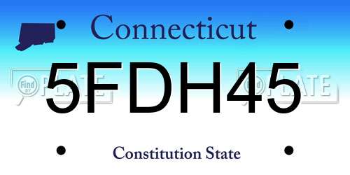 5FDH45 Connecticut License Plate