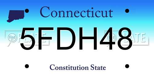 5FDH48 Connecticut License Plate