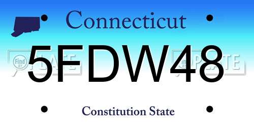 5FDW48 Connecticut License Plate