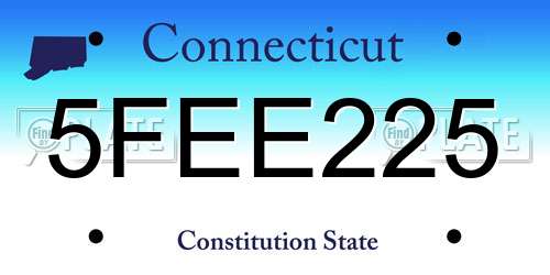 5FEE225 Connecticut License Plate