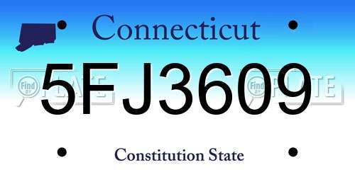 5FJ3609 Connecticut License Plate
