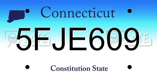 5FJE609 Connecticut License Plate