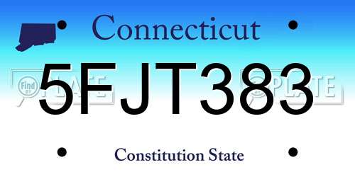 5FJT383 Connecticut License Plate