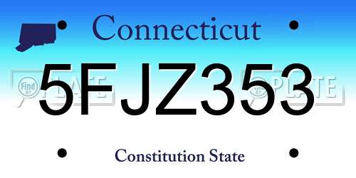 5FJZ353 Connecticut License Plate