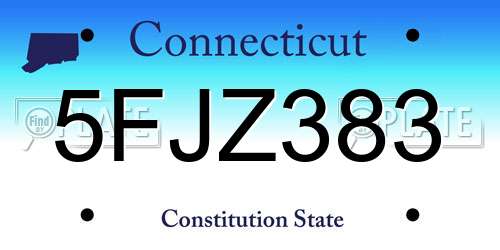 5FJZ383 Connecticut License Plate