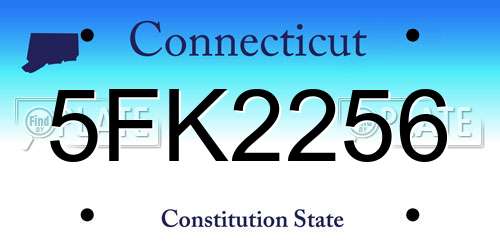 5FK2256 Connecticut License Plate