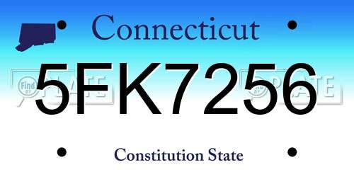 5FK7256 Connecticut License Plate