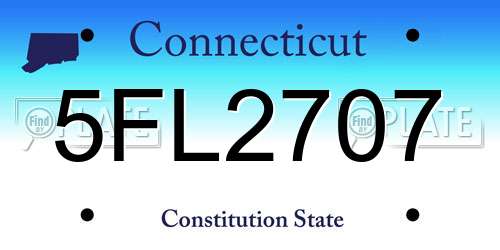 5FL2707 Connecticut License Plate