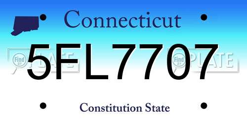 5FL7707 Connecticut License Plate