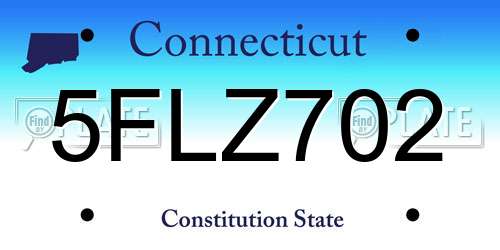 5FLZ702 Connecticut License Plate