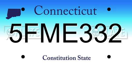 5FME332 Connecticut License Plate