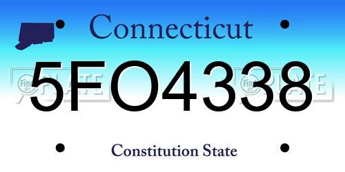 5FO4338 Connecticut License Plate