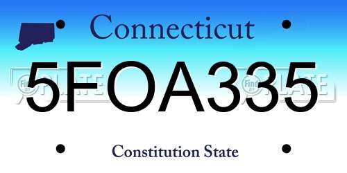 5FOA335 Connecticut License Plate