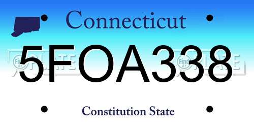 5FOA338 Connecticut License Plate
