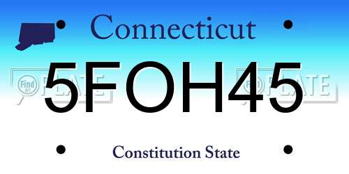 5FOH45 Connecticut License Plate