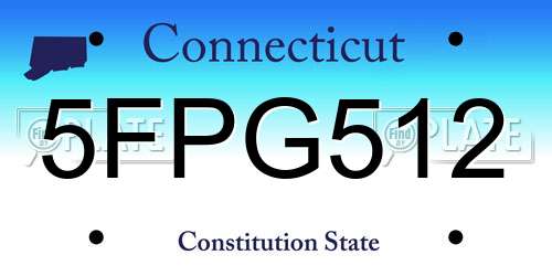 5FPG512 Connecticut License Plate