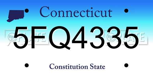 5FQ4335 Connecticut License Plate
